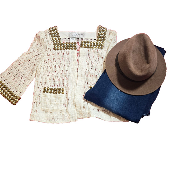 Trina Turk Cotton size 8 sweater with brass - Picture 4 of 16